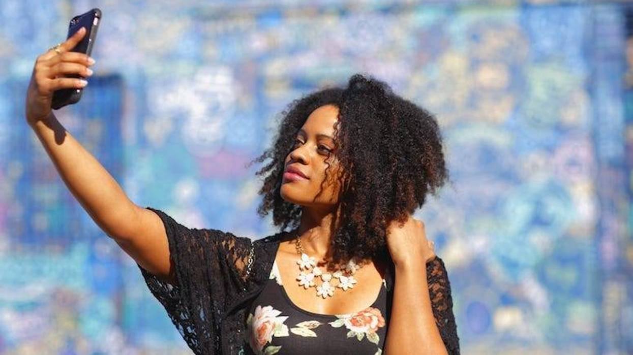 Beautiful Woman, Selfie, Colorful Background