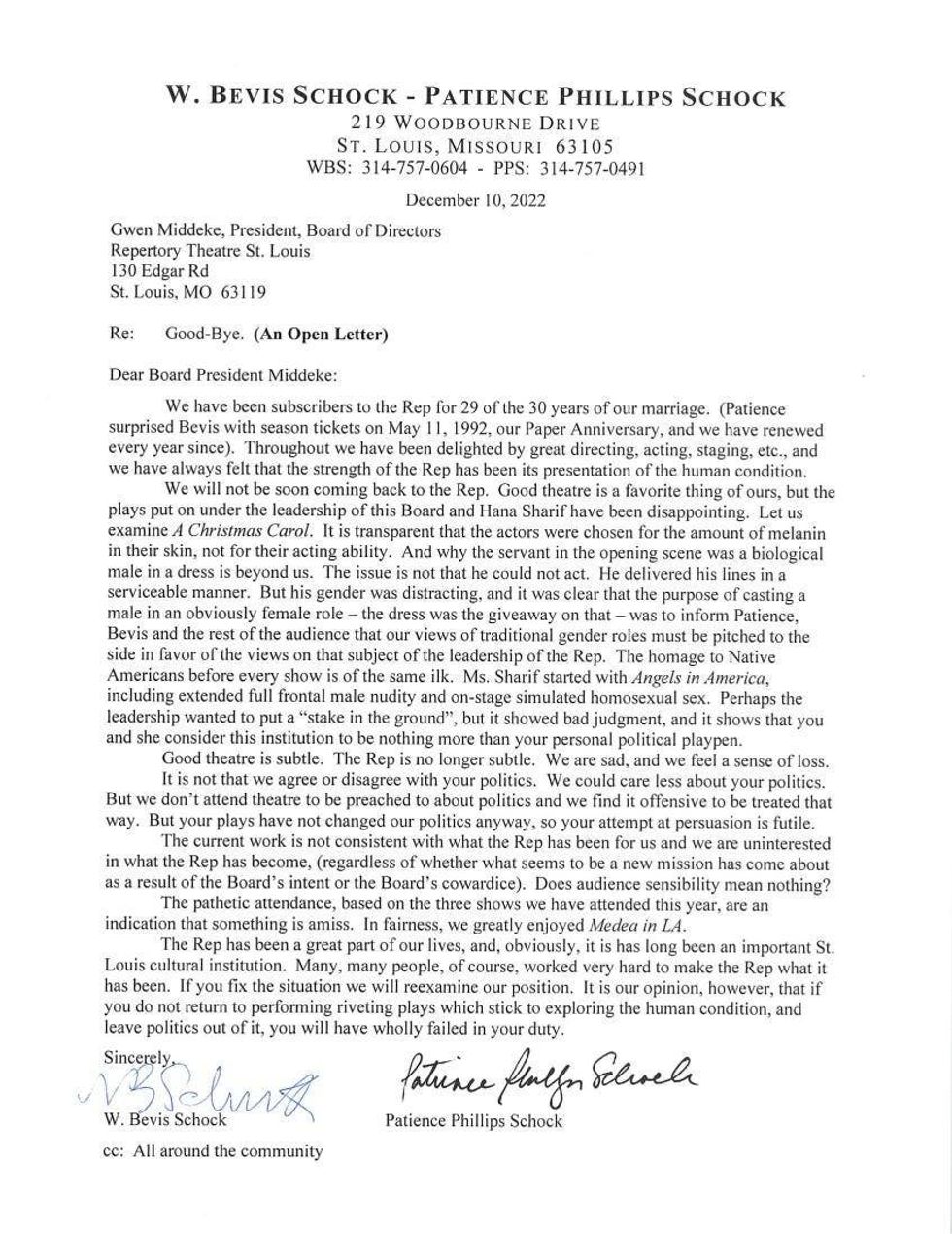 Beavis Schock Letter