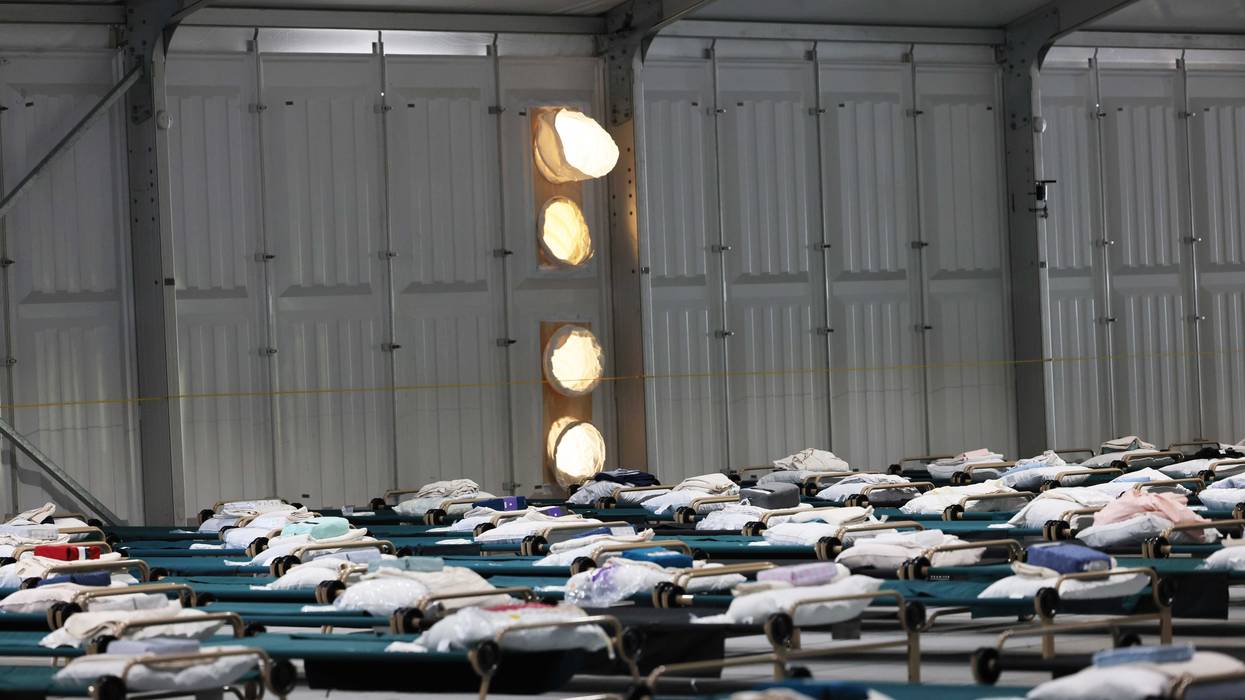 Beds are seen in the dormitory during a tour of the Randall's Island Humanitarian Emergency Response and Relief Center on Oct. 18, 2022 in New York City.