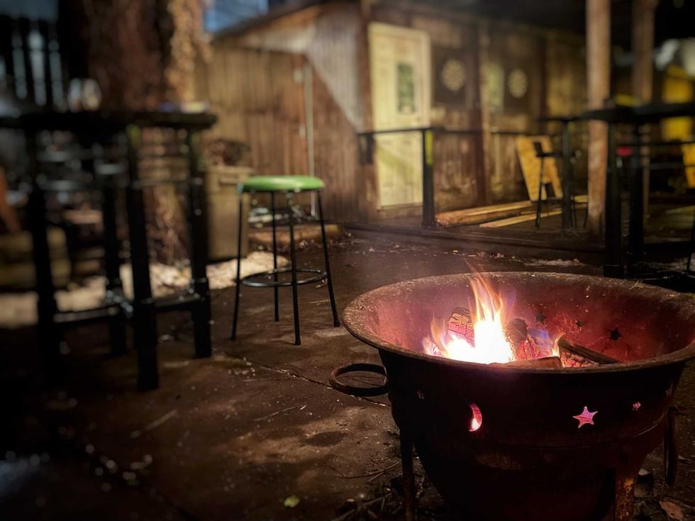 Beer garden fire pit at Cody