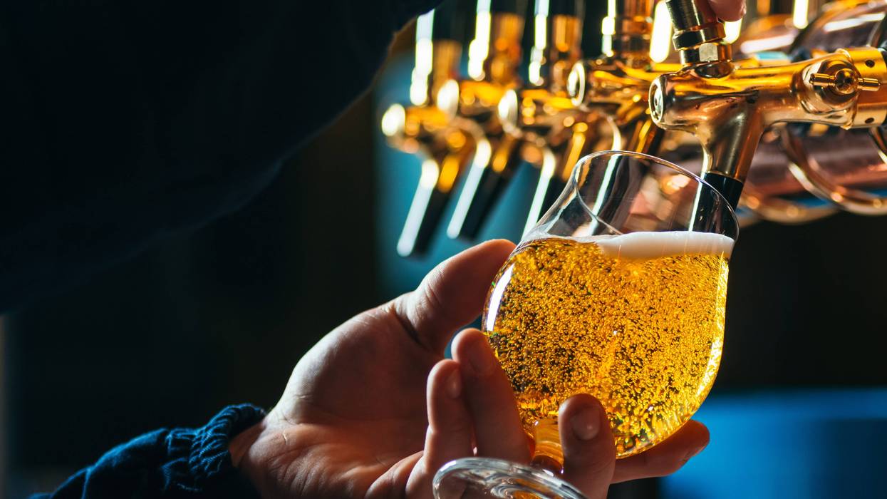 beer glass being filled