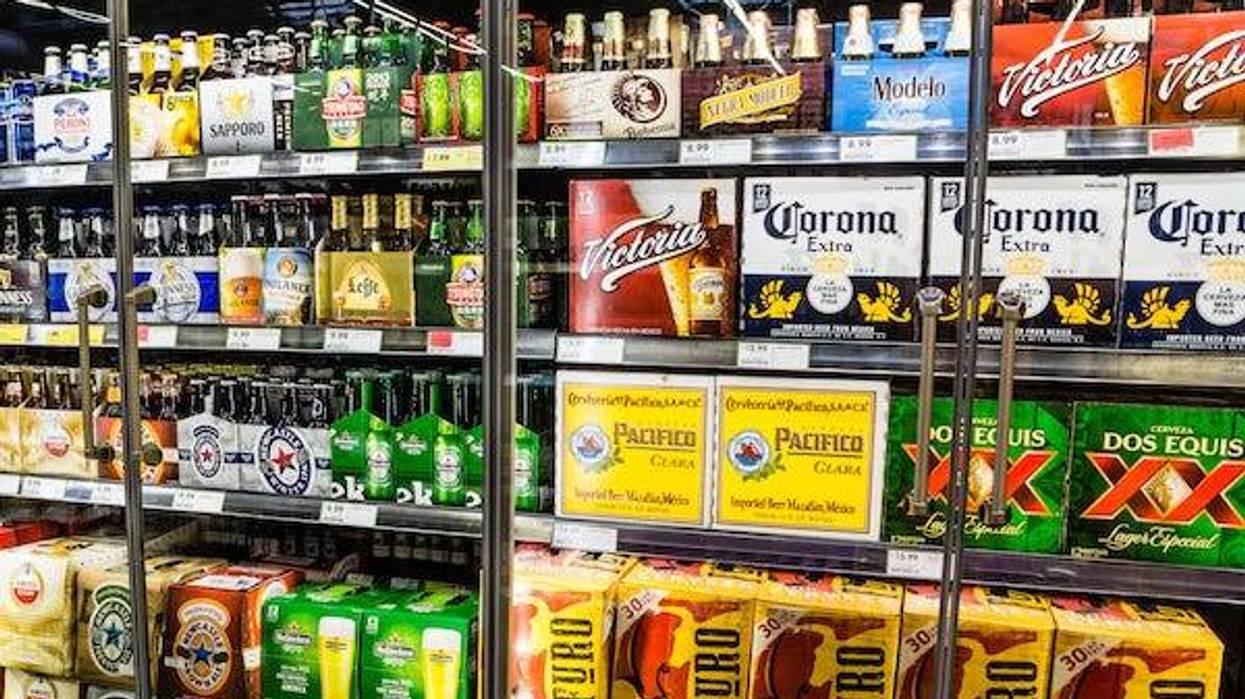 Beer in a grocery store cooler