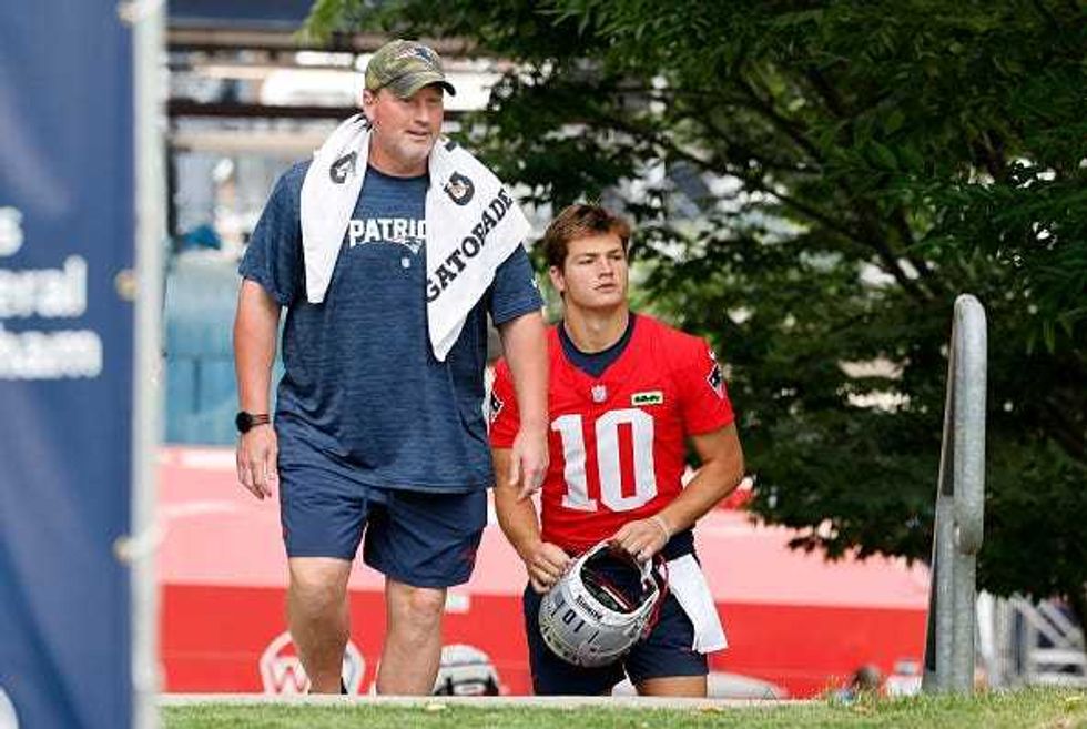 Ben McAdoo and Drake Maye