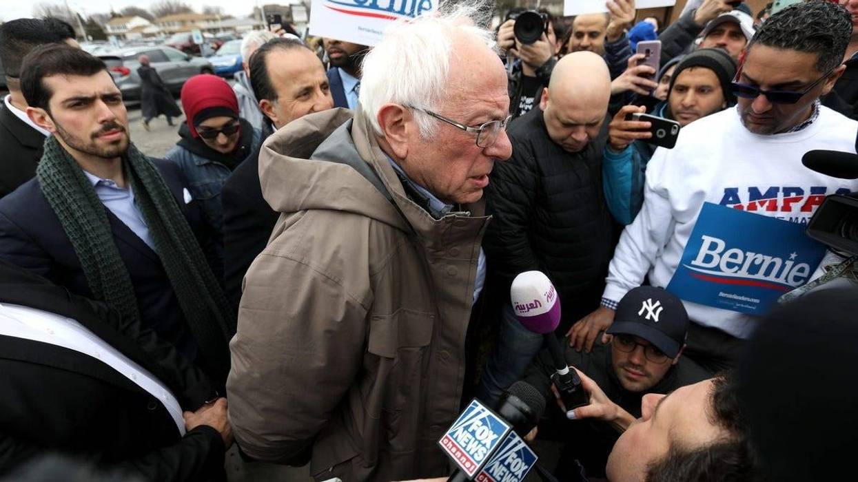 Bernie Sanders in a crowd