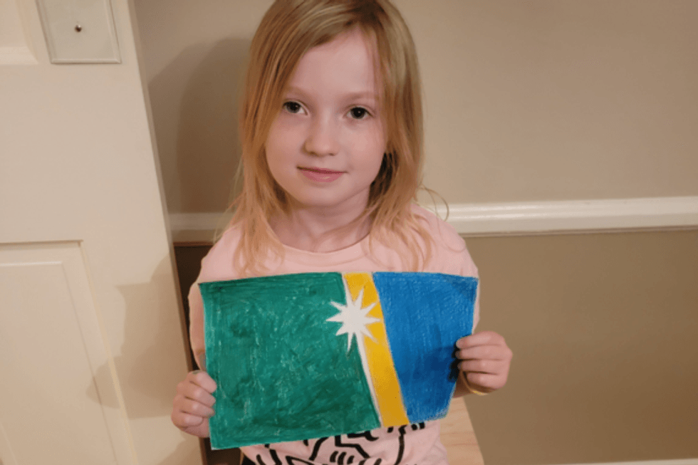 Bernie, with her originally submitted design.