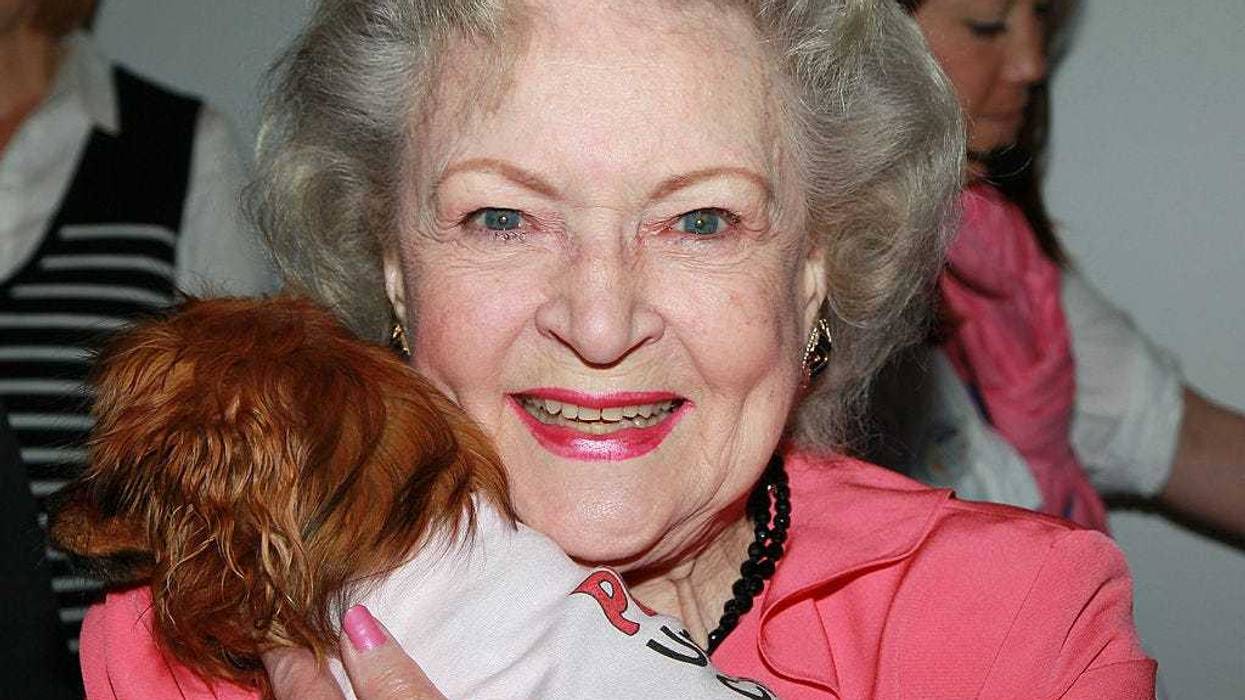 Betty White with a dog