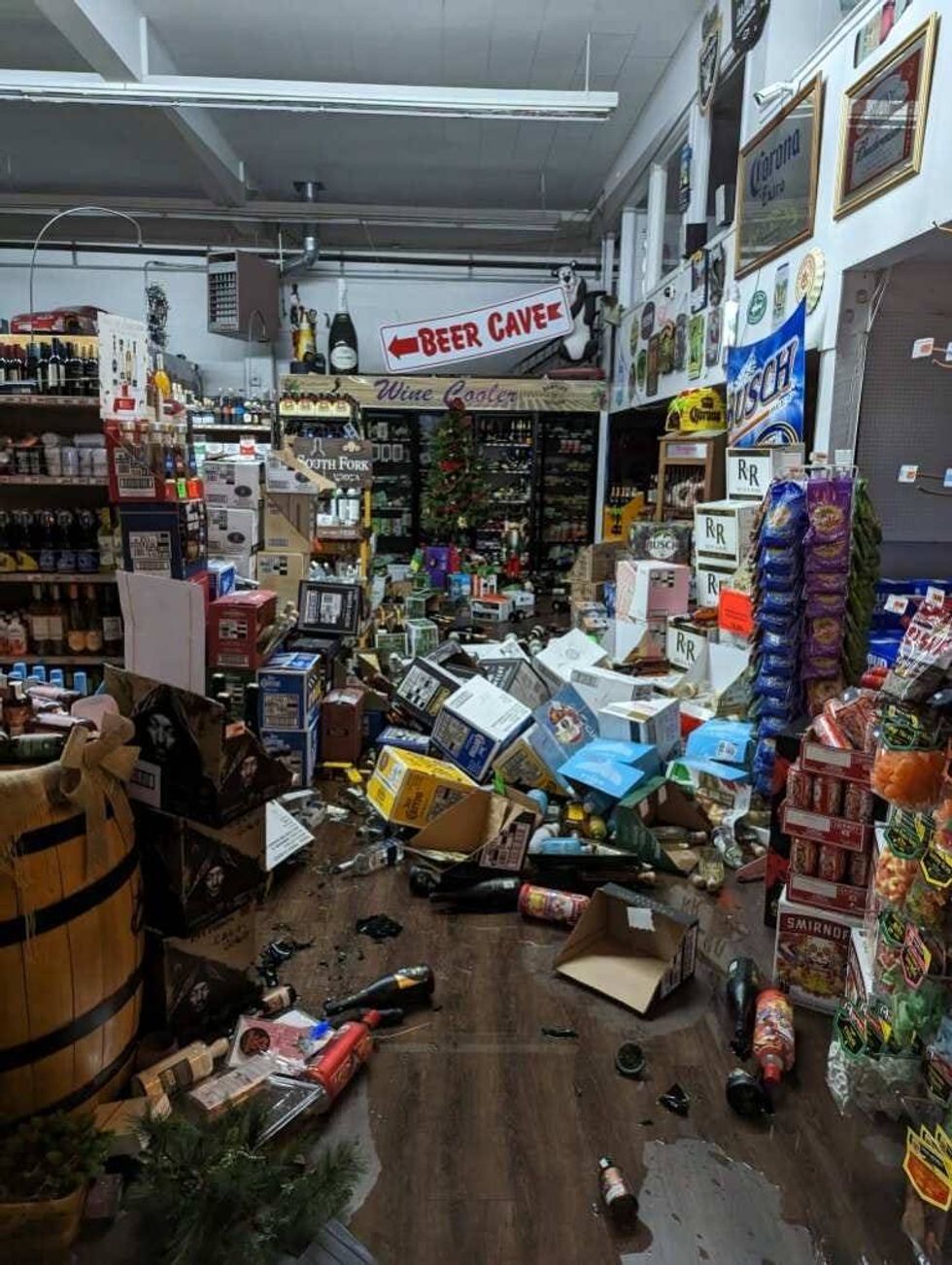 Beverage Plus, a Fortuna liquor store, suffered major damage following a 6.4 magnitude earthquake.