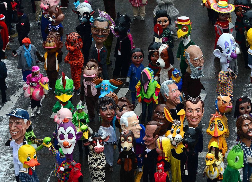 Big Heads marching in the Thanksgiving Parade in Detroit