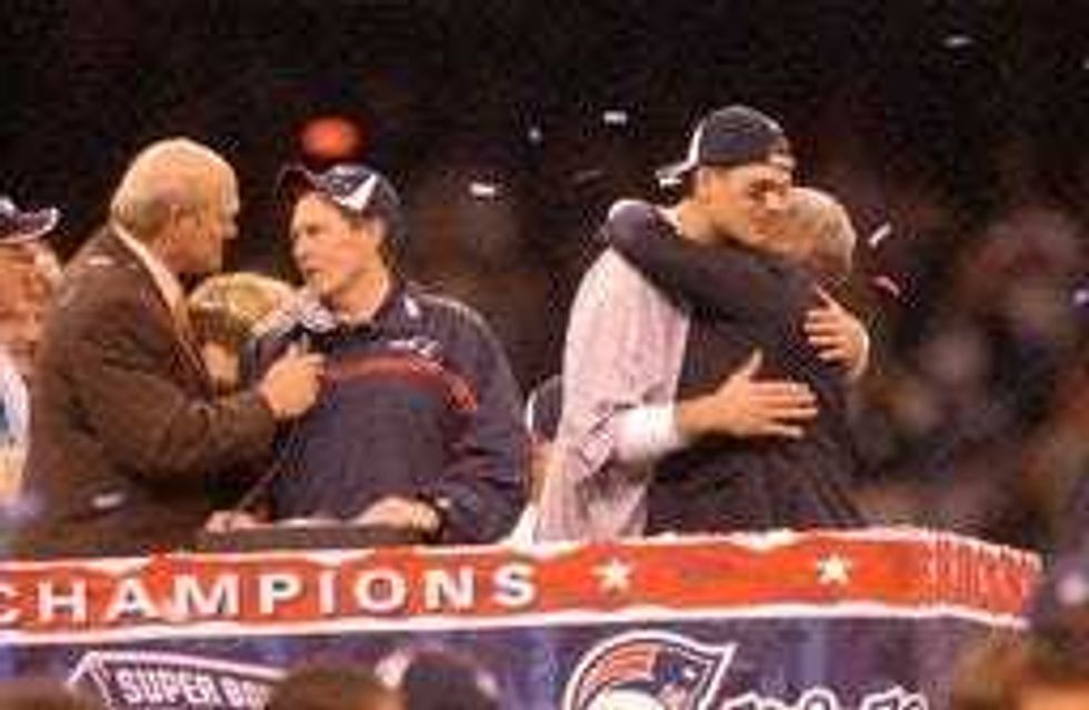 Bill Belichick, Terry Bradshaw, Tom Brady and Robert Kraft