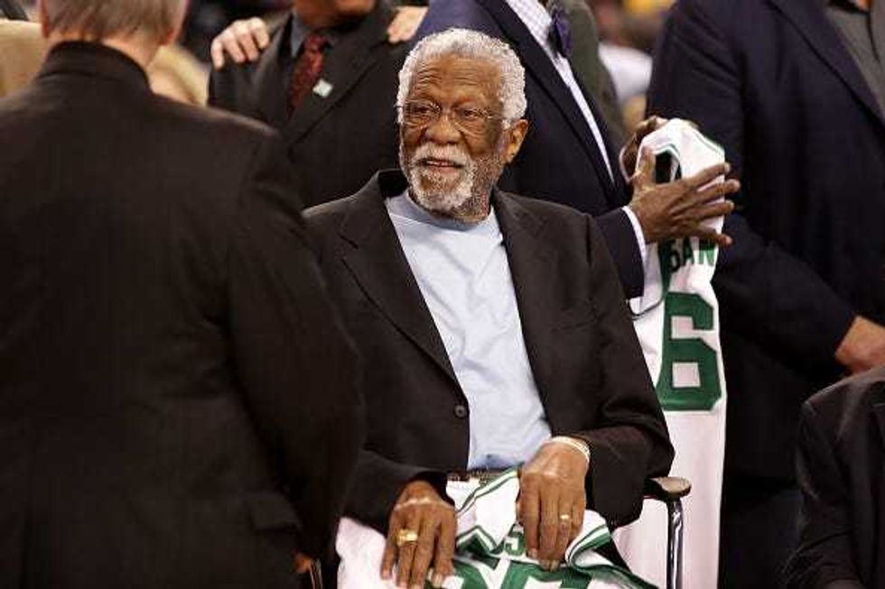 Bill Russell honored at a Celtics game.