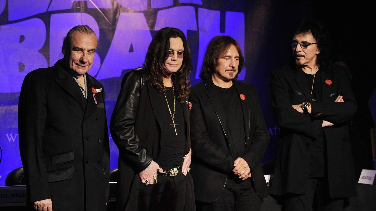 Bill Ward, Ozzy Osbourne, Geezer Butler, and Tony Iommi of Black Sabbath