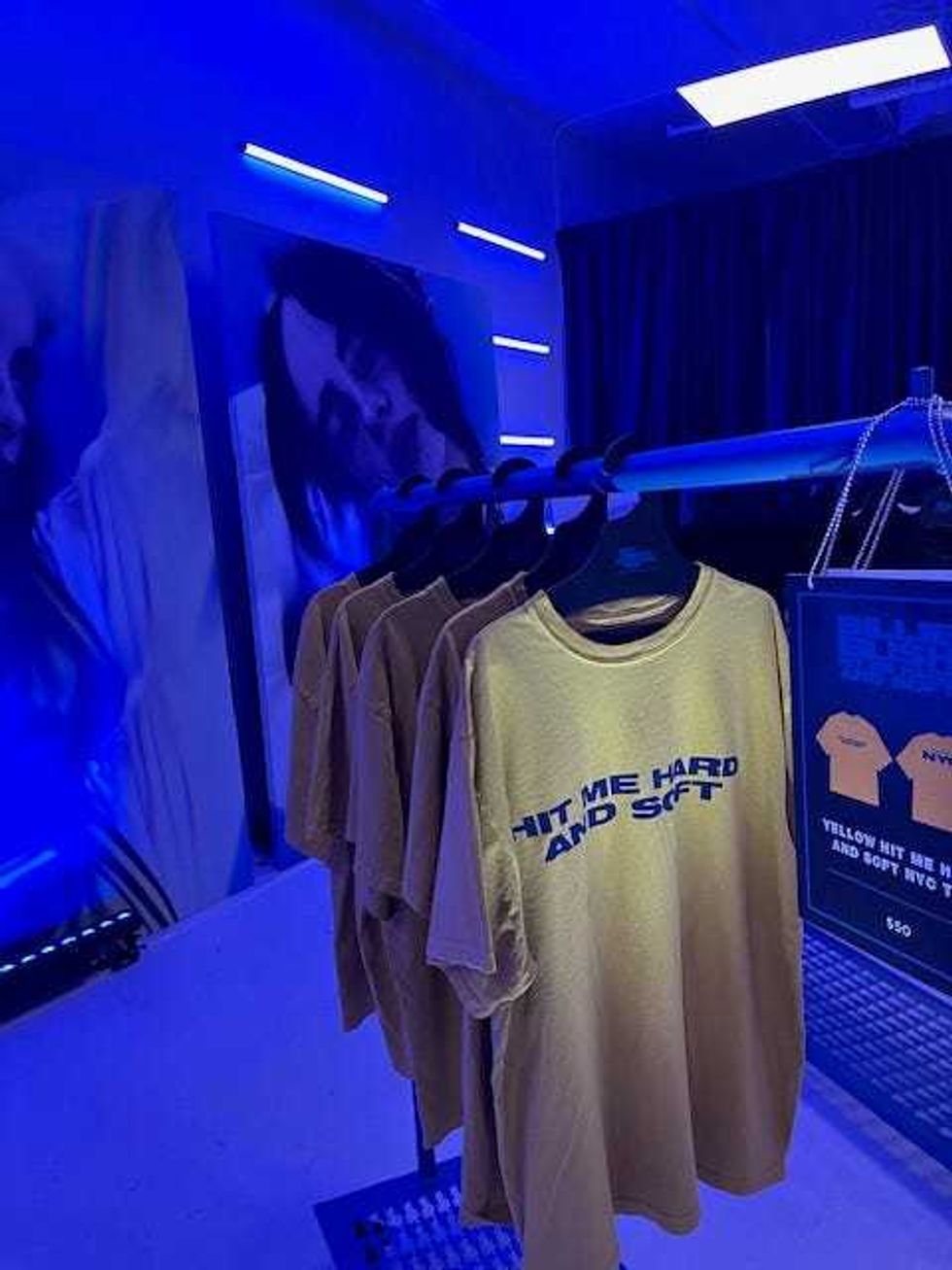 Billie Eilish merchandise at the opening of her pop-up shop in SoHo on Oct. 16, 2024.