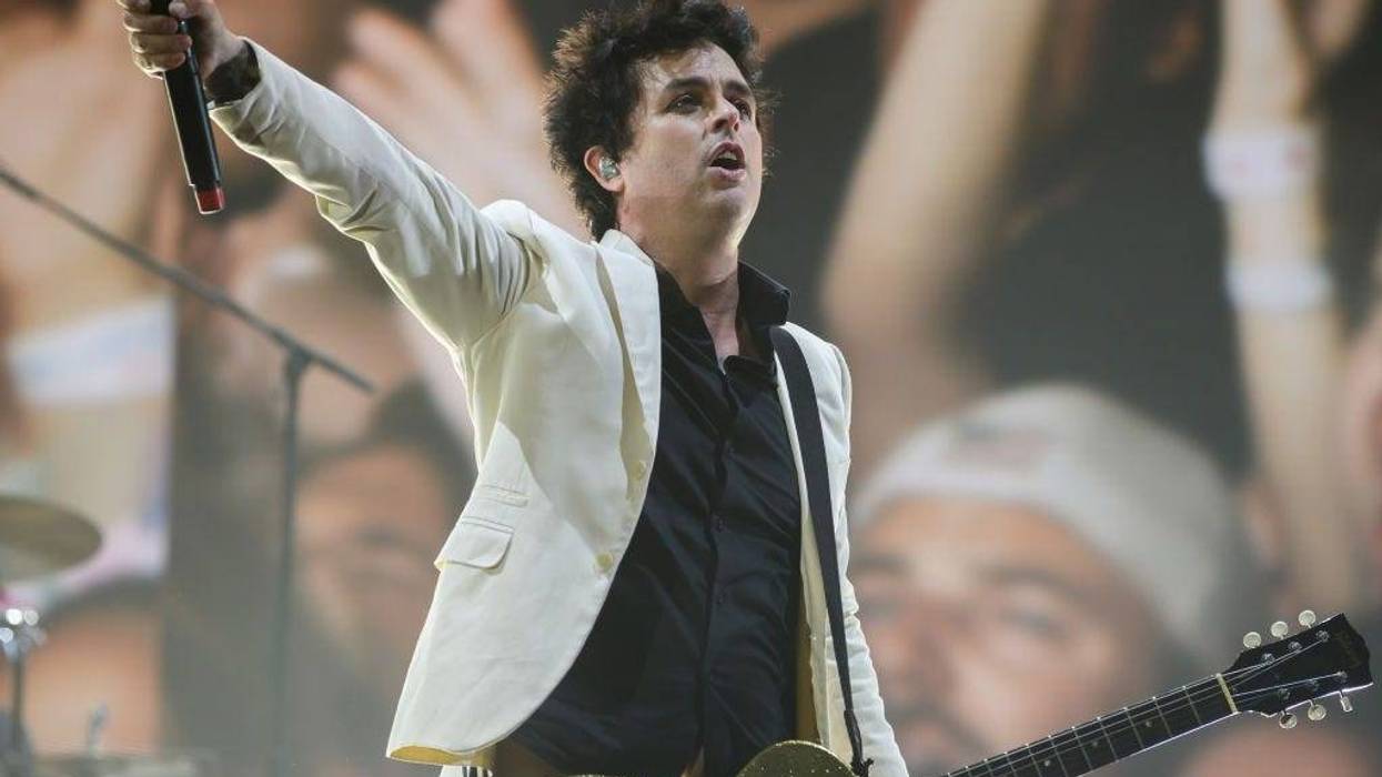 Billie Joe Armstrong of Green Day performs during the Hella Mega Tour at Wrigley Field on August 15, 2021 in Chicago, Illinois.