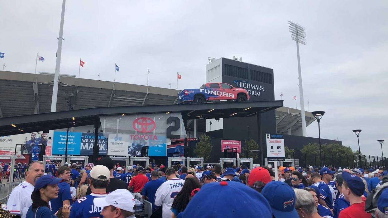 Bills fans at the entrance gates for the home opener against the Steelers, September 12, 2021