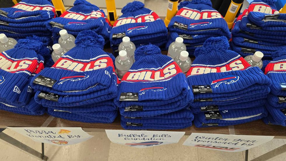 Bills hats and water bottles