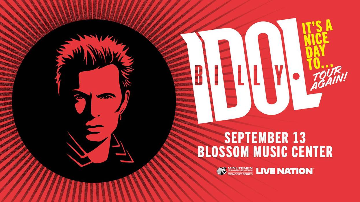 Billy Idol "It's A Nice Day To... Tour Again!" poster. Red & black stylized portrait. Sep 13 @ Blossom Music Center.