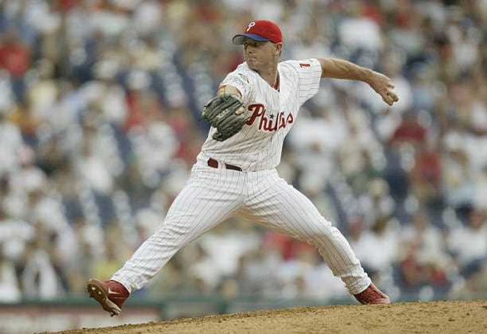 Billy Wagner of the Philadelphia Phillies in motion of throwing a pitch