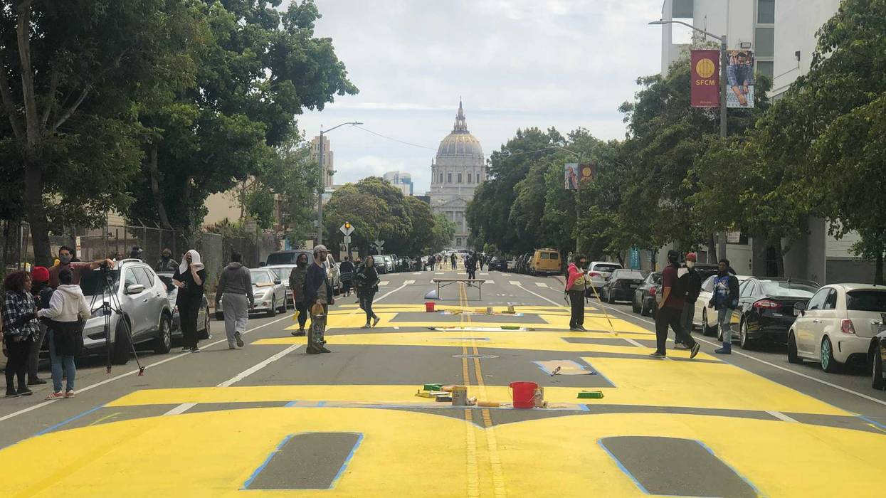 "Black Lives Matter" mural covers three blocks of San Francisco's Fulton Street