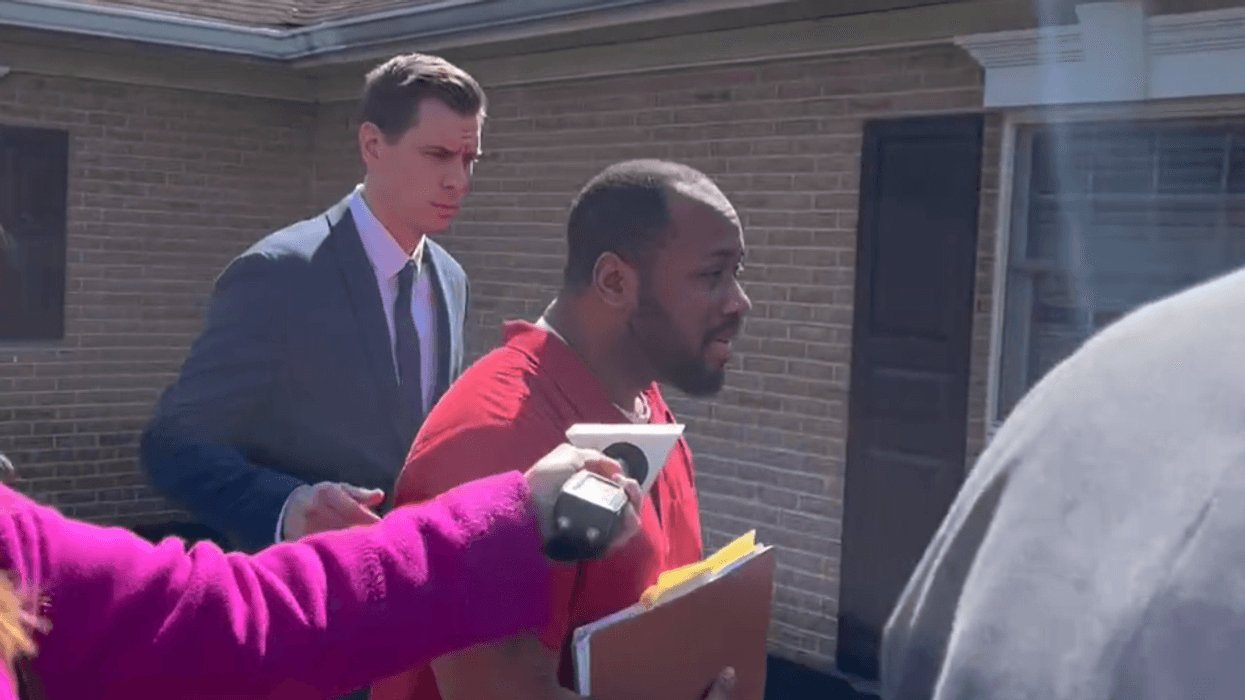 Blair Watts is seen walking into the courthouse for his preliminary hearing.