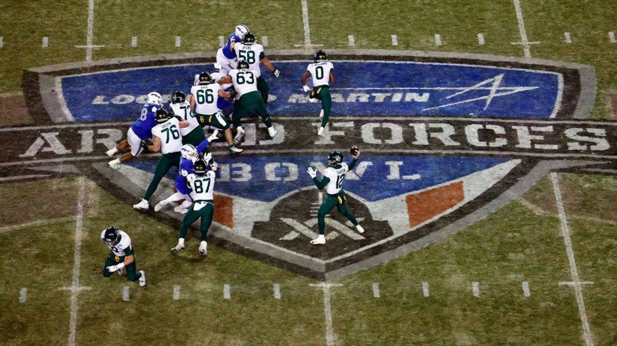 Blake Shapen #12 of the Baylor Bears throws against the Air Force Falcons in the second half of the Lockheed Martin Armed Forces Bowl at Amon G. Carter Stadium on December 22, 2022 in Fort Worth, Texas. (Photo by Ron Jenkins/Getty Images)