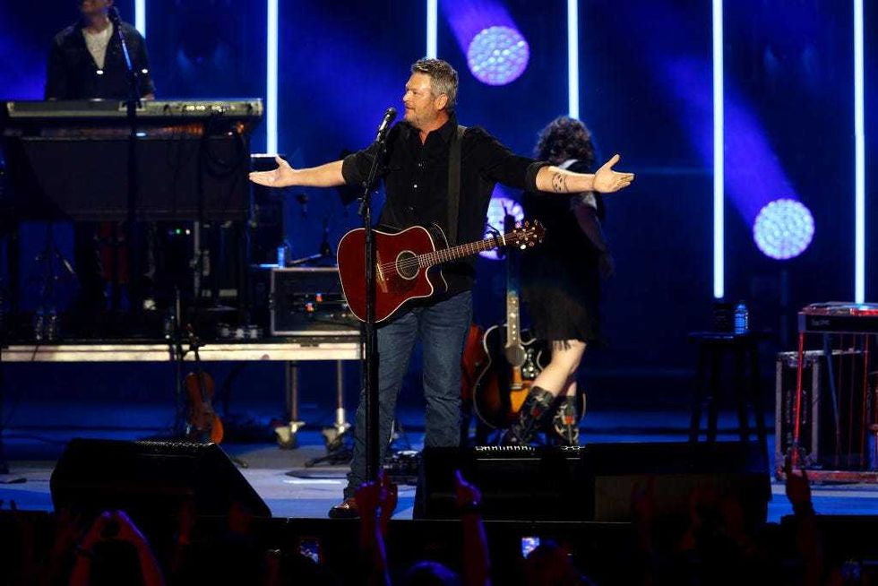 Blake Shelton performs during the CMA Summer Jam at Ascend Amphitheater on July 27, 2021 in Nashville, Tennessee. CMA Summer Jam will air on ABC on September 2, 2021.