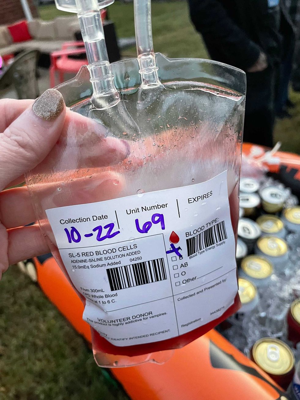 Blood bag drink