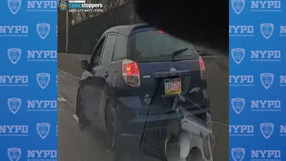 Blue 2006 Toyota Matrix that allegedly belongs to Jacob Angstadt.