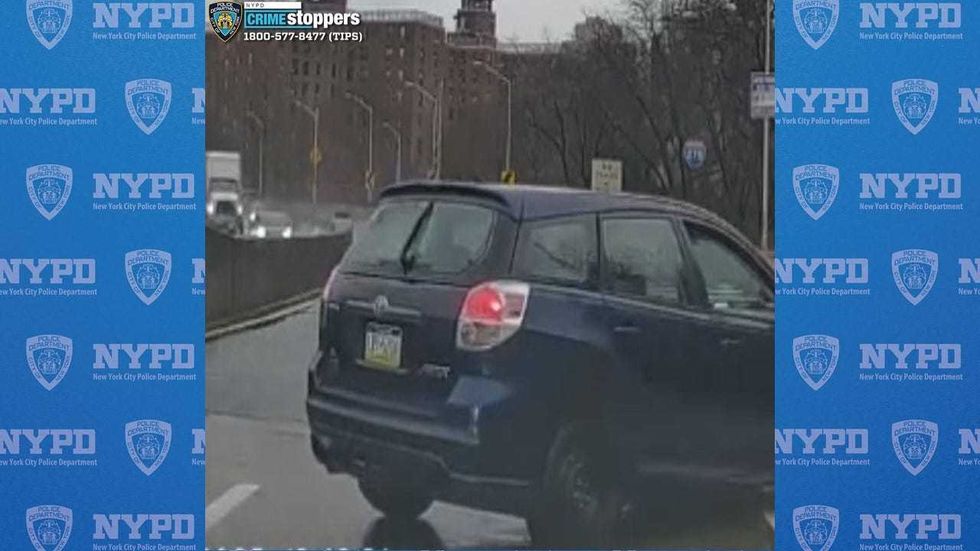Blue 2006 Toyota Matrix that allegedly belongs to Jacob Angstadt.
