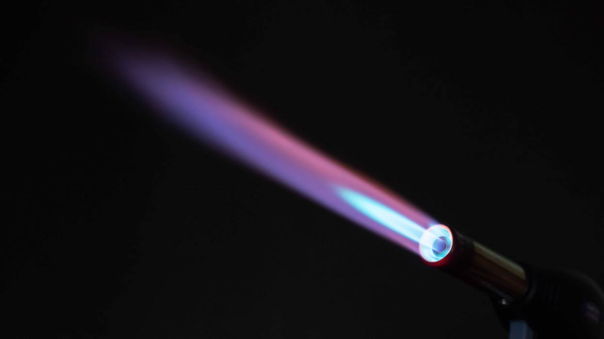 blue flame from blow torch