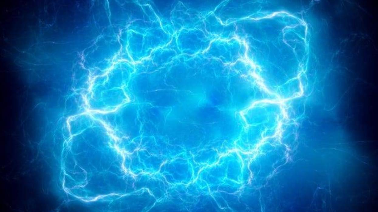 Blue glowing plasma lightning - stock photo