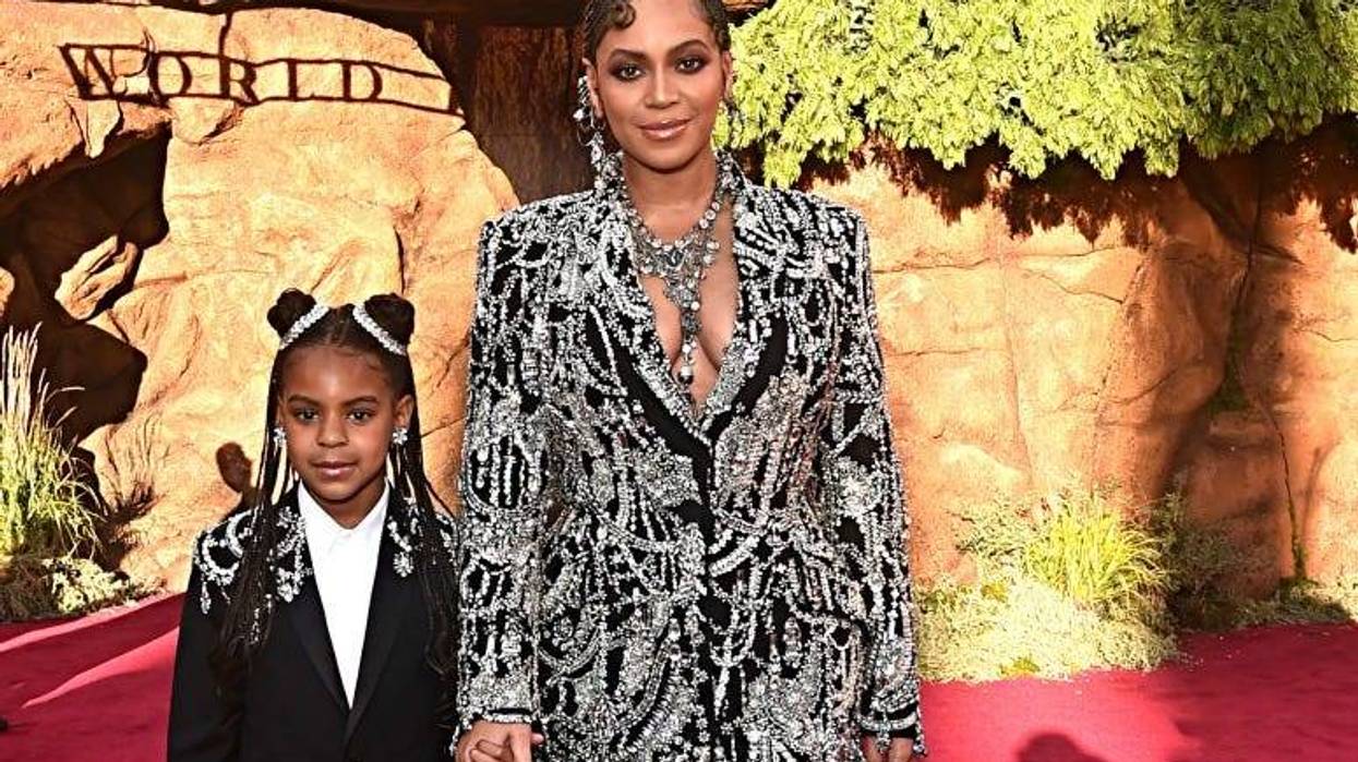 Blue Ivy Carter and Beyonce Knowles-Carter attend the World Premiere of Disney's "THE LION KING."