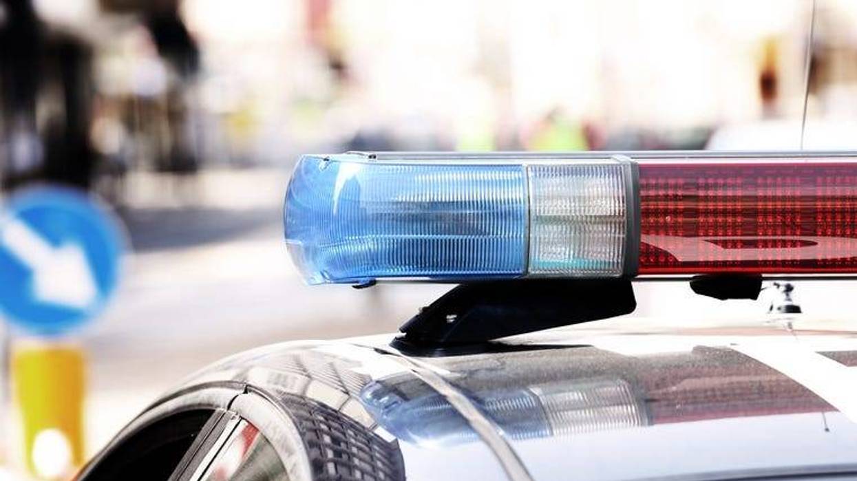 Blue lights on top of police car