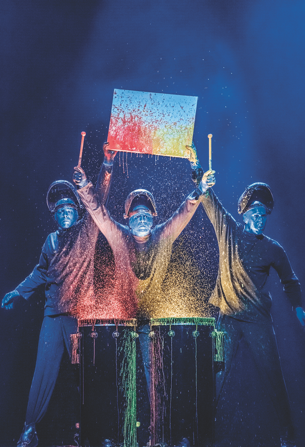 Blue Man Group paint drumming
