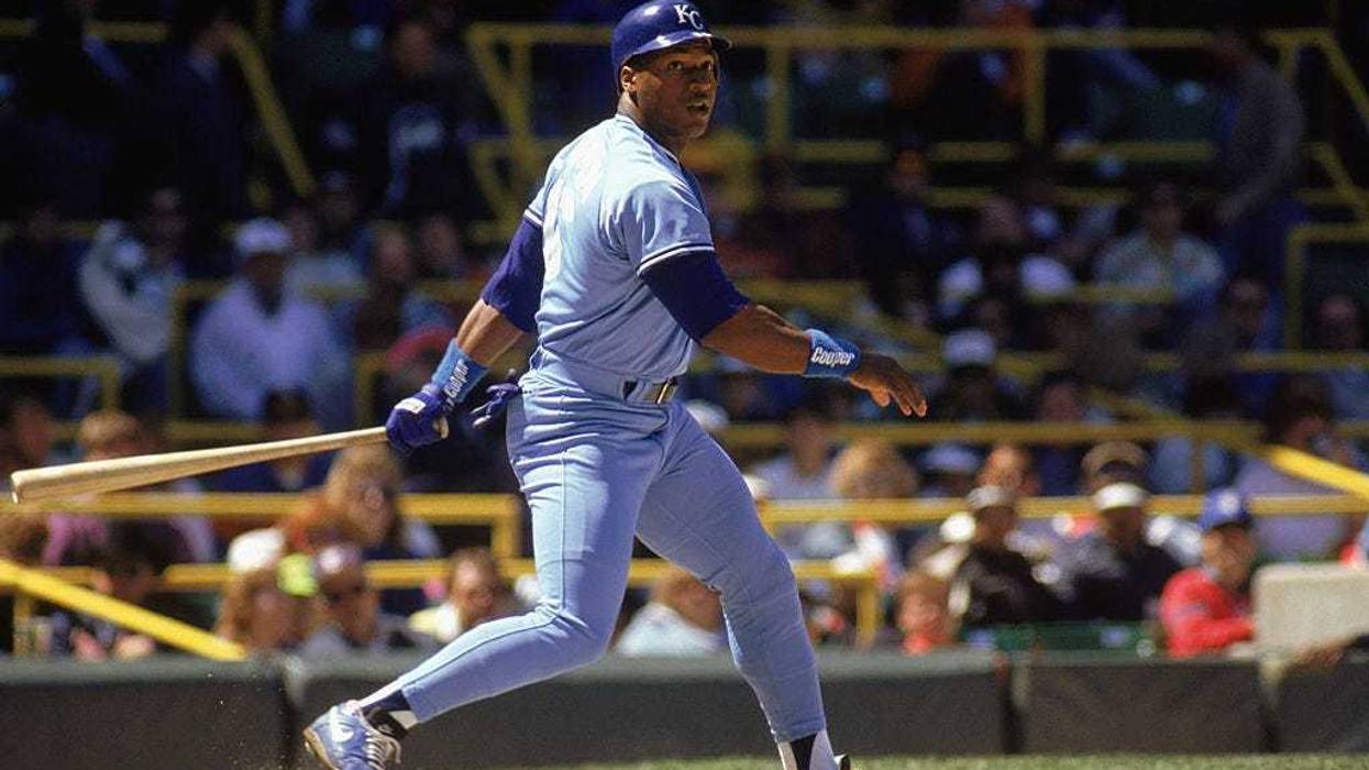 Bo Jackson of the Kansas City Royals swings at the pitch during a MLB game in the 1990 season.