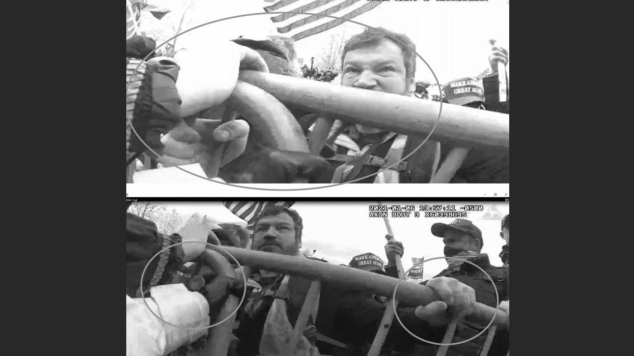 Body cam footage shows Neumann wrestling over control of the barricade with one of the Capitol police officers.