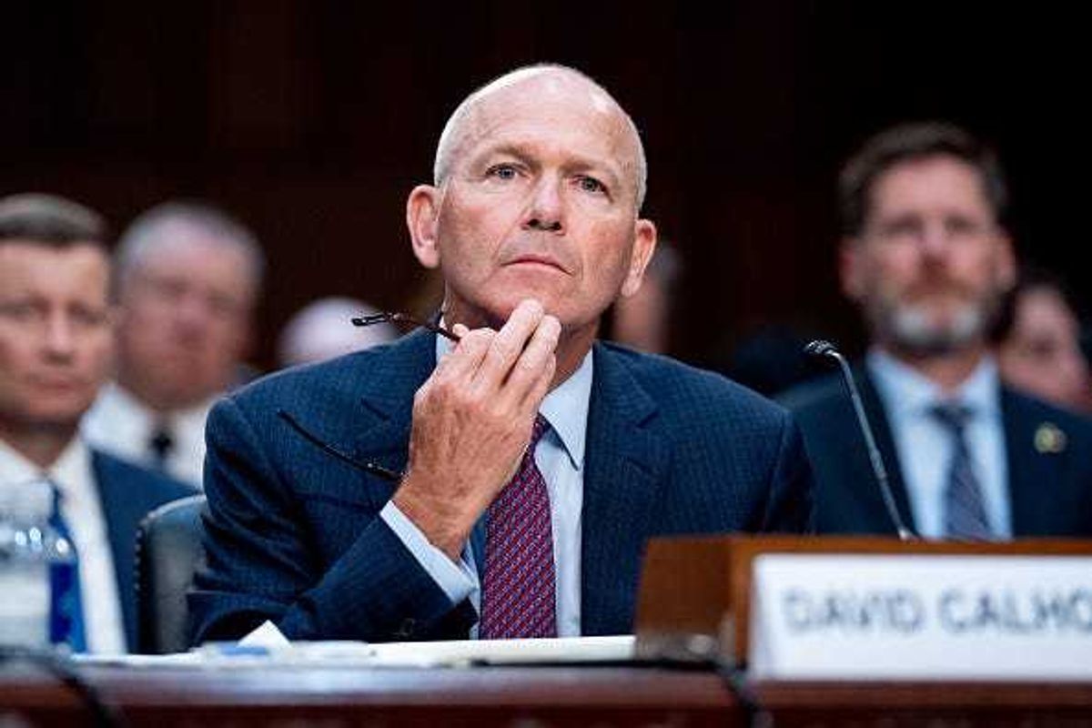 Boeing CEO Dave Calhoun appears before a Senate Homeland Security and Governmental Affairs Investigations Subcommittee hearing on Boeing's broken safety culture on Capitol Hill on June 18, 2024 in Washington, DC.