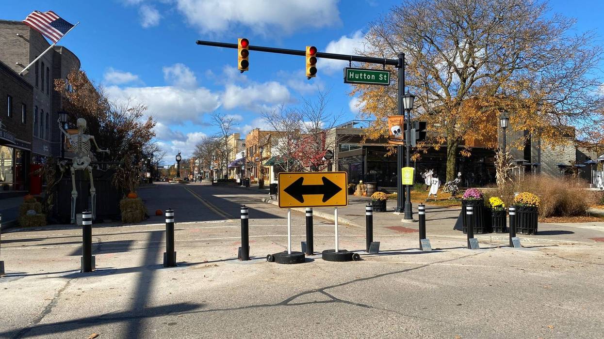 Bollards in downtown Northville.