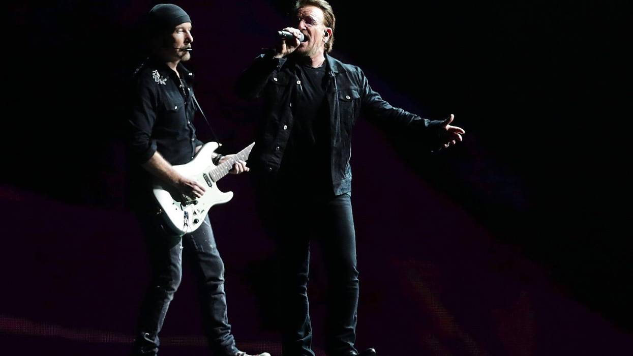 Bono and The Edge of U2 perform live in concert