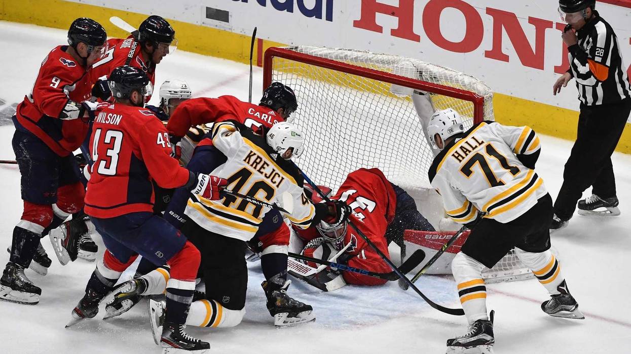 Boston Bruins left wing Taylor Hall (71) scores a goal against the Washington Capitals