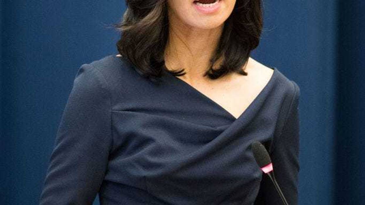 Boston mayor Michelle Wu delivers remarks after being sworn in on November 16, 2021 in Boston, Massachusetts. Wu is the city's first woman and person of color elected to the post. (Photo by Scott Eisen/Getty Images)