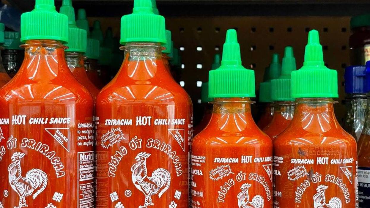 Bottles of Huy Fong Foods Sriracha sauce are displayed on a supermarket shelf on June 10, 2022 in Larkspur, California.