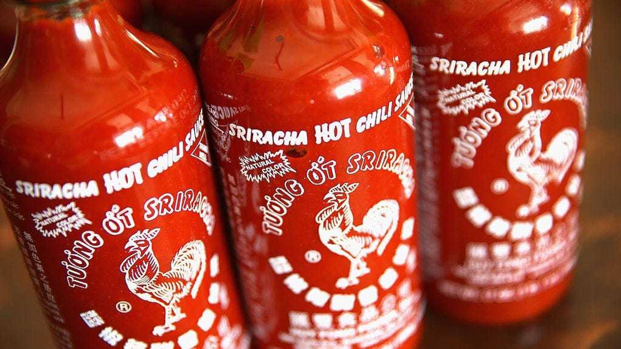 bottles of Huy Fong Sriracha sauce