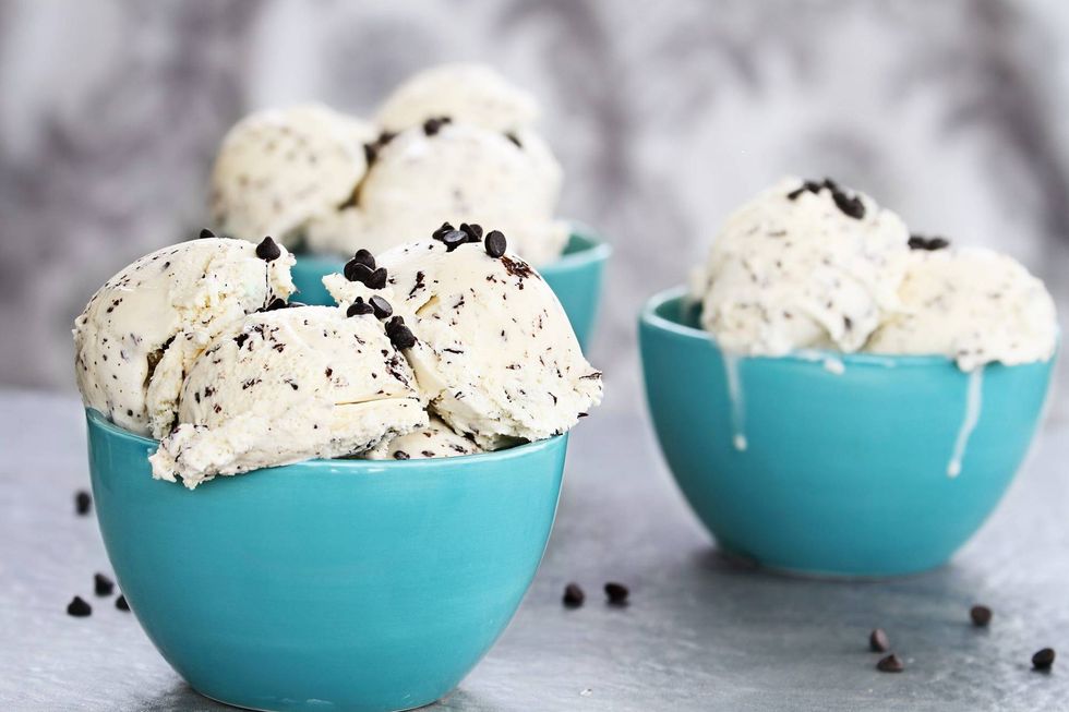 Bowl of chocolate chip ice cream