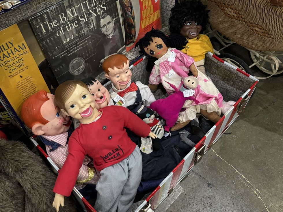box of ventriloquist dolls