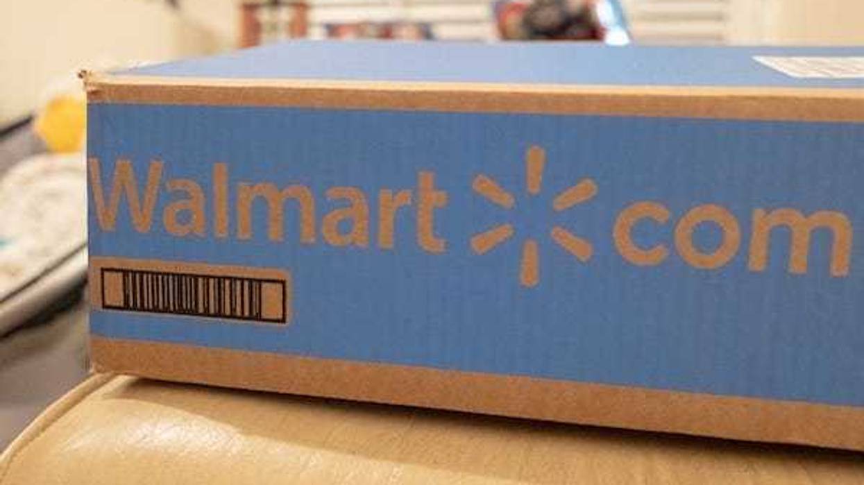 Box with logo for Walmart online ordering and delivery