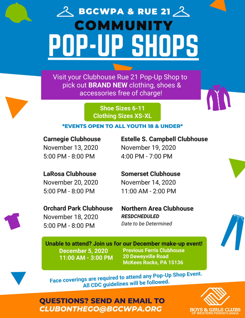 Boys and Girls Clubs of Western PA and Rue 21 Community Pop-up Shops