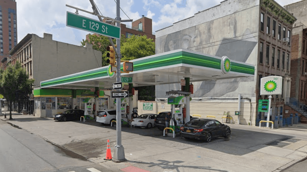 BP gas station in East Harlem where a man was gunned down in broad daylight on Wednesday morning.
