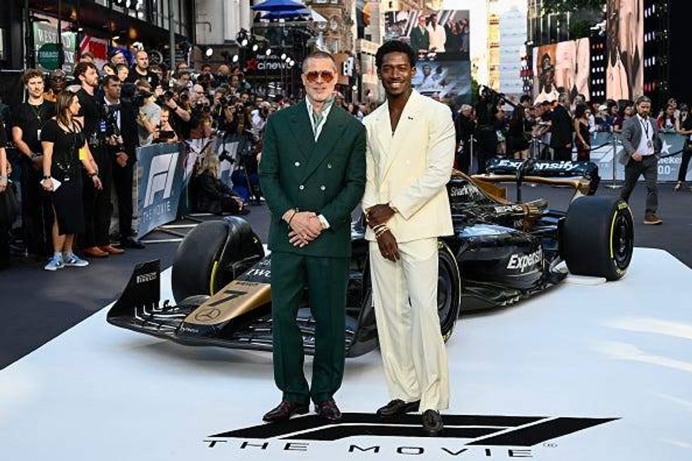 Brad Pitt and Damson Idris attend the European Premiere of F1 ® The Movie at Cineworld, Leicester Square on June 23, 2025 in London, England.