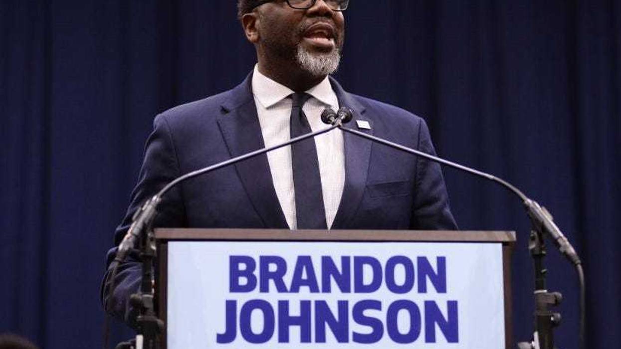Brandon Johnson at campaign event