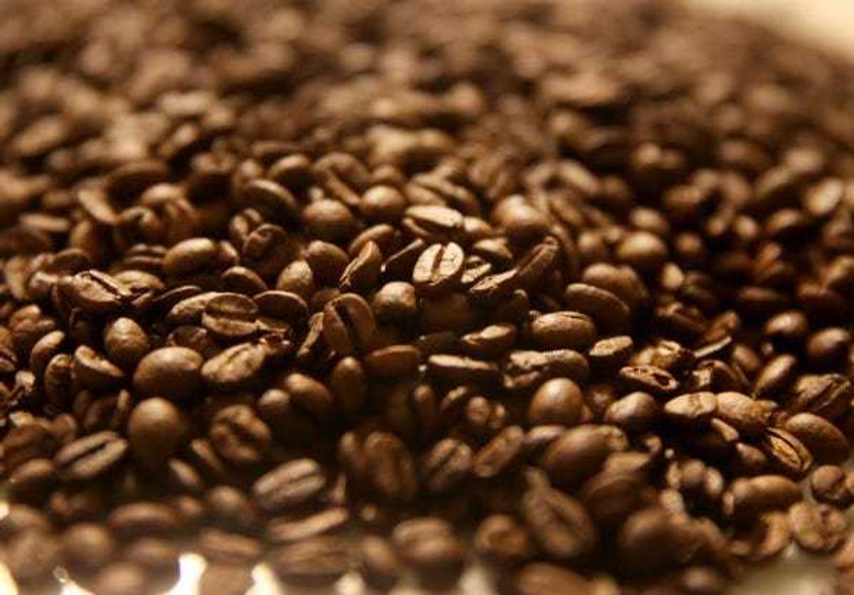 Brazilian Arabica coffee beans sit in a coffee shop on August 28, 2014 in Rio de Janeiro, Brazil.